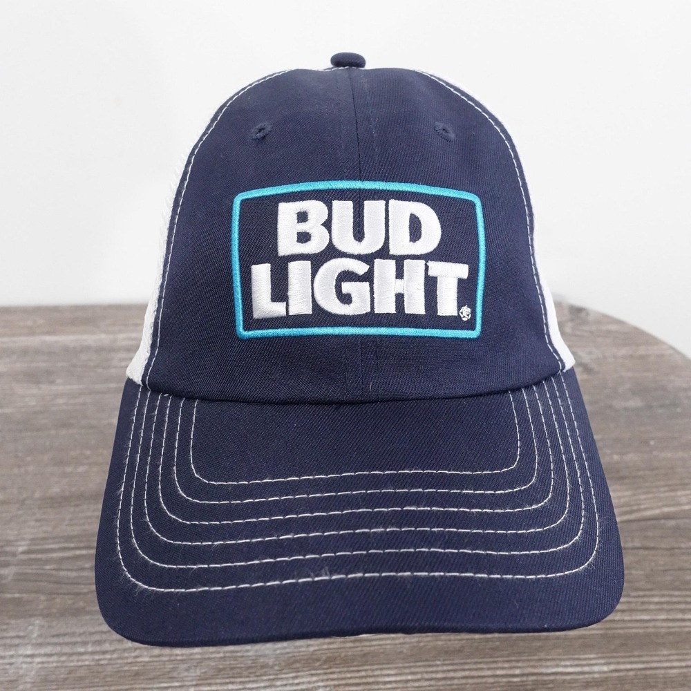 Bud Light Hat Cap Trucker Snap Back One Size Blue Mesh Adjustable Beer Promo